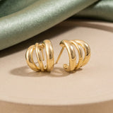 Chunky Triple Dome Huggie Hoop Earrings