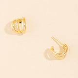 Chunky Triple Dome Huggie Hoop Earrings