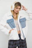 Sherpa Denim Pocket Zip-up Jacket