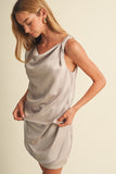 Cowl Neck Satin Tie Top