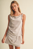 Cowl Neck Satin Tie Top