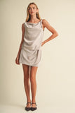 Cowl Neck Satin Tie Top