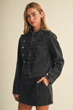 Mili Button Fitted Denim Jacket (Charcoal)