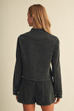 Mili Button Fitted Denim Jacket (Charcoal)