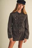 Mili Button Fitted Denim Jacket (Espresso)