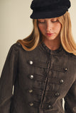 Mili Button Fitted Denim Jacket (Espresso)
