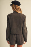 Mili Button Fitted Denim Jacket (Espresso)