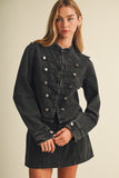 Mili Button Fitted Denim Jacket (Charcoal)