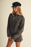 Mili Button Fitted Denim Jacket (Espresso)