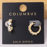 Gold Dipped Pear Cut Cz Huggie Hoop Earrings