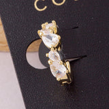 Gold Dipped Pear Cut Cz Huggie Hoop Earrings