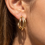 3 Line Hoop Earrings (Gold)