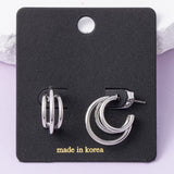 3 Line Hoop Earrings (Silver)