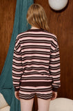 Multi-color Stripe Boxy Long Sleeve Knit Top (Light Pink)