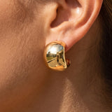 Stainless Steel Round Stud Earrings (Gold)