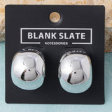Stainless Steel Round Stud Earrings (Silver)