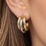 Rhodium and Gold Plated Two Tone Earrings