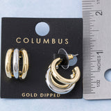 Rhodium and Gold Plated Two Tone Earrings