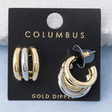 Rhodium and Gold Plated Two Tone Earrings