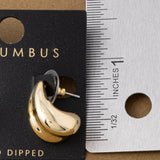 Gold Dipped Puffed Dome Crescent Hoop Earrings
