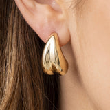 Gold Dipped Puffed Dome Crescent Hoop Earrings