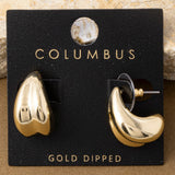 Gold Dipped Puffed Dome Crescent Hoop Earrings