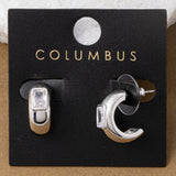 CZ Rectangle Earrings (Silver)