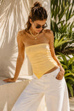 Double Layer Asymmetrical Hem Bandeau Top (Lemon)