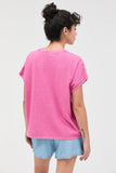 Capped Sleeve Mineral Wash T-shirt (Fuchsia)