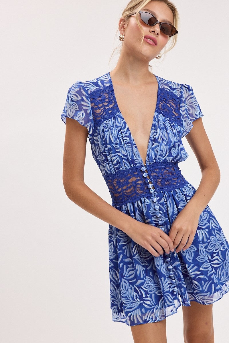 Blue Willow Leaves Dress