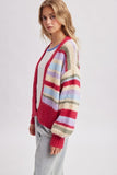 Grace Colorblock Striped Cardigan (Fuchsia/Lavender)