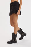 Linen Scallop Lace Mini Skort (Black)