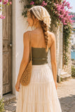 Soft Ribbed Button Front Tube Top (Olive)
