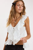 Cascading Ruffle Lace Top (White)