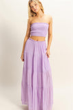 Elsie Smocked Strapless Top And Skirt Set (Lavender)