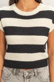 Striped Ribbed Knit Top (Black)