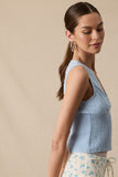 Scallop Lace Clip Dot Bust Smocked Body Crop Top