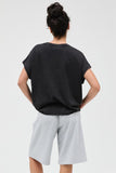 Capped Sleeve Mineral Wash T-shirt (Black)