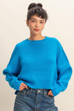 Ribbed Knit Oversized Cropped Sweater