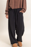 Soft Drawstring Waist Barrel Sweatpants (Black)