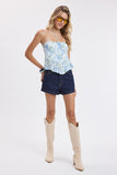 Stacy Floral Tie Back Tube Top (Blue)