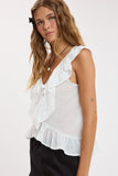 Cascading Ruffle Lace Top (White)