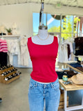 Dbl Layered Square Neck Tank (Red)