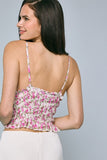 Fuchsia Floral Smocked Crop Top