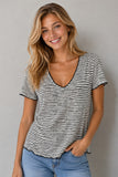 Stripe Knit Scoop Nk S/s Top