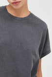 Capped Sleeve Mineral Wash T-shirt (Charcoal)