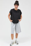 Capped Sleeve Mineral Wash T-shirt (Black)