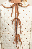 Polkadot Quilted Front Tie Jacket