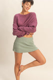 Ribbed Knit Mini Skort (Sage)