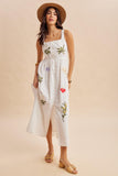 Embroidered Summer Print Maxi Dress